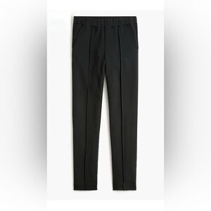 J.Crew Pull-On Pintuck Ponte Pants Womens S Black Stretch Classic Minimalist NWT